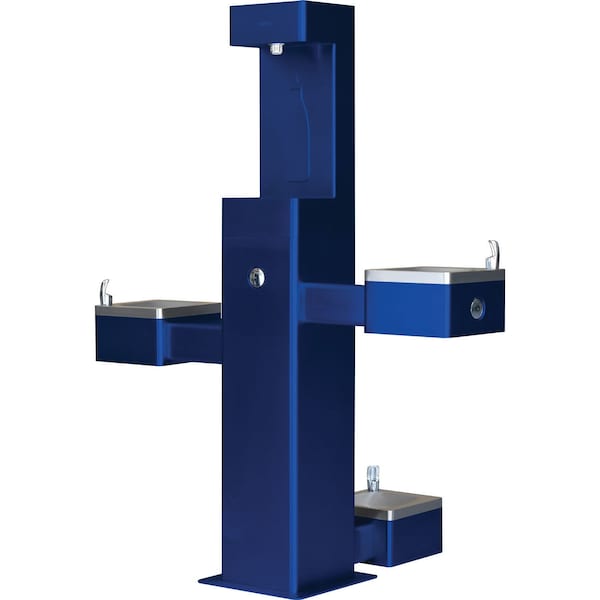 Global Industrial Outdoor Bottle Filler & Bi-Level Drinking Fountain & Pet Station, Blue Powder Coat 761221BL - main